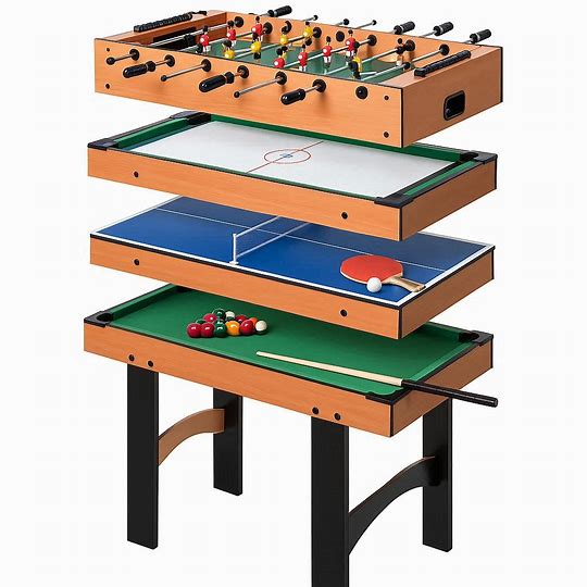 Table multi-jeux 4 en 1 pour intérieur – Baby-foot, billard, ping-pong et hockey de table