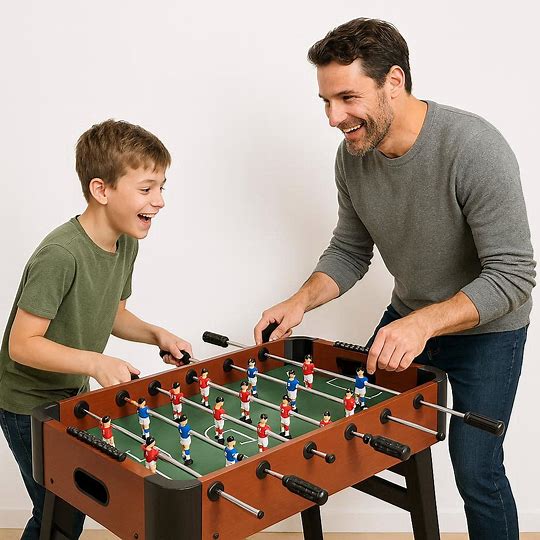Baby-foot 120 cm en bois - Table de football avec compteurs de score - Jeu d'intérieur familial