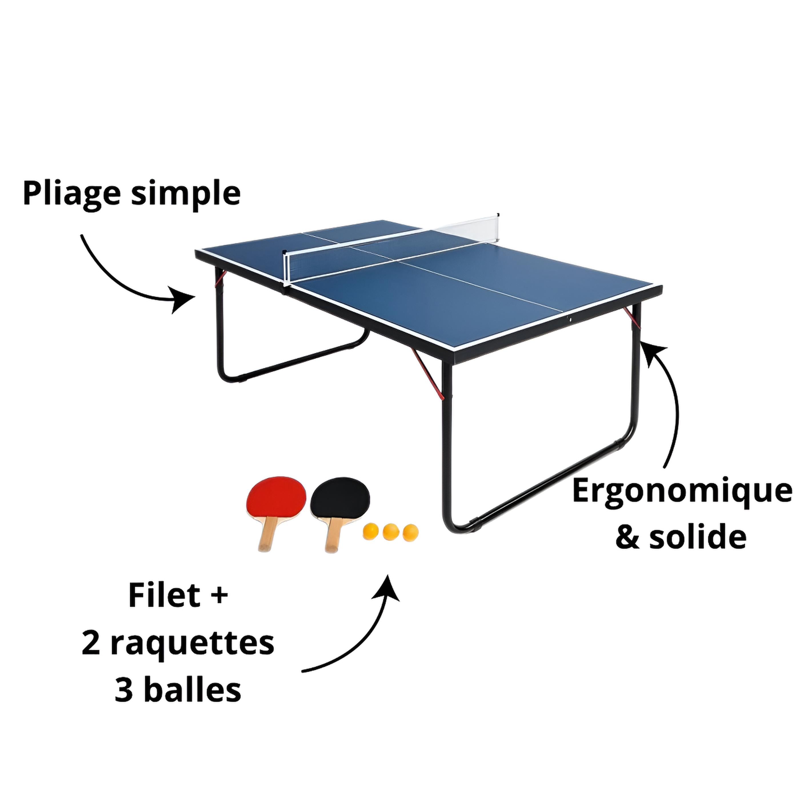 Table de Ping-Pong pliable 137 cm - Table de tennis portable avec filet, 2 raquettes et 3 balles